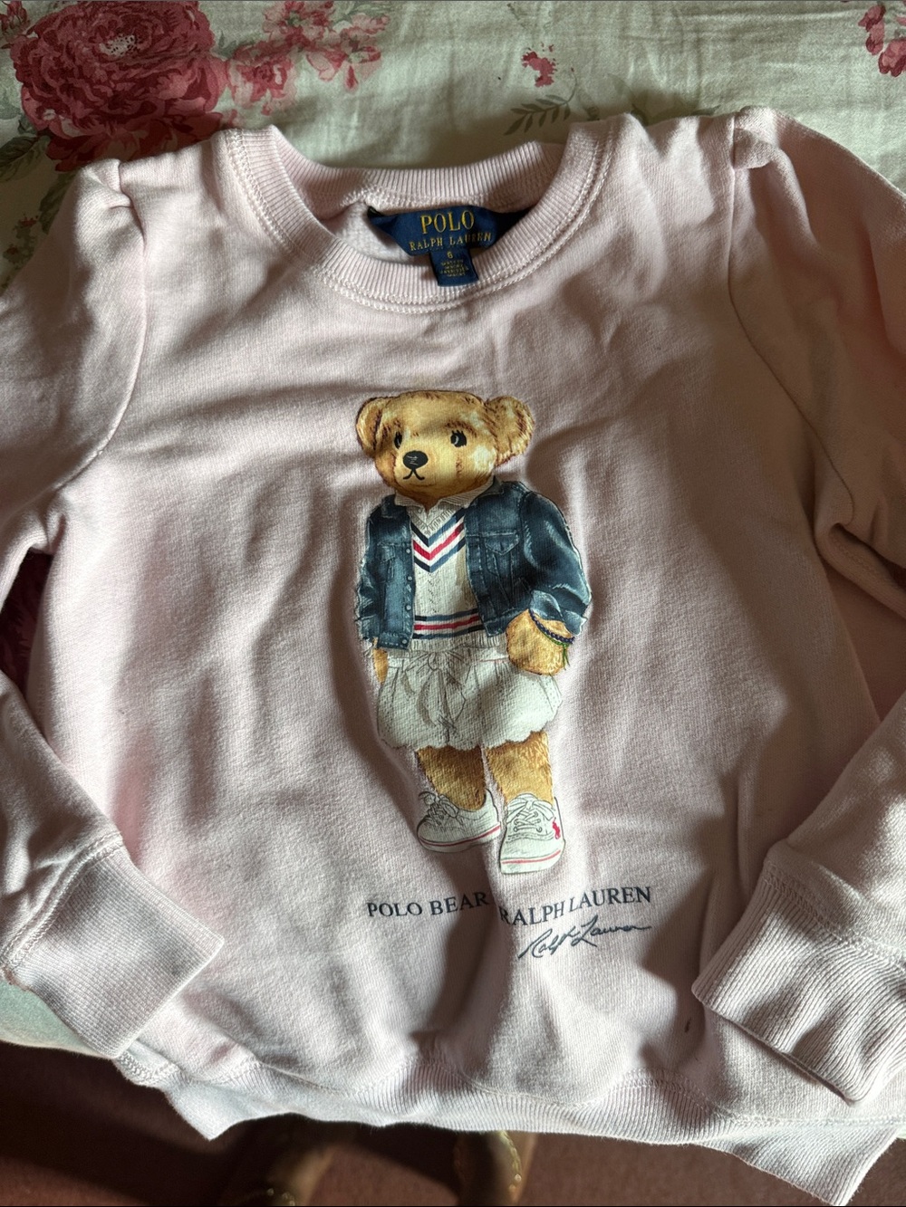 Polo by Ralph Lauren Light Pink Bear Graphic Sweatshirt